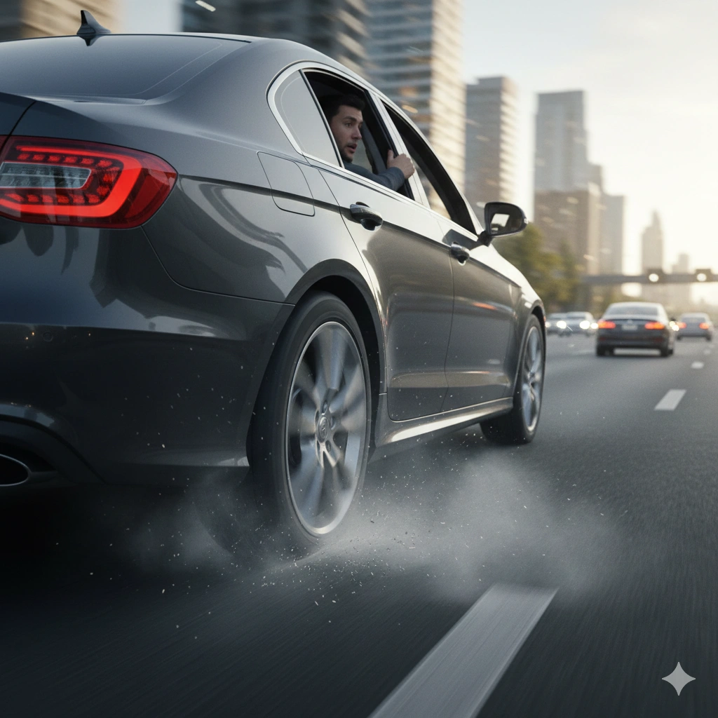 Driving with a damaged rim in Mumbai