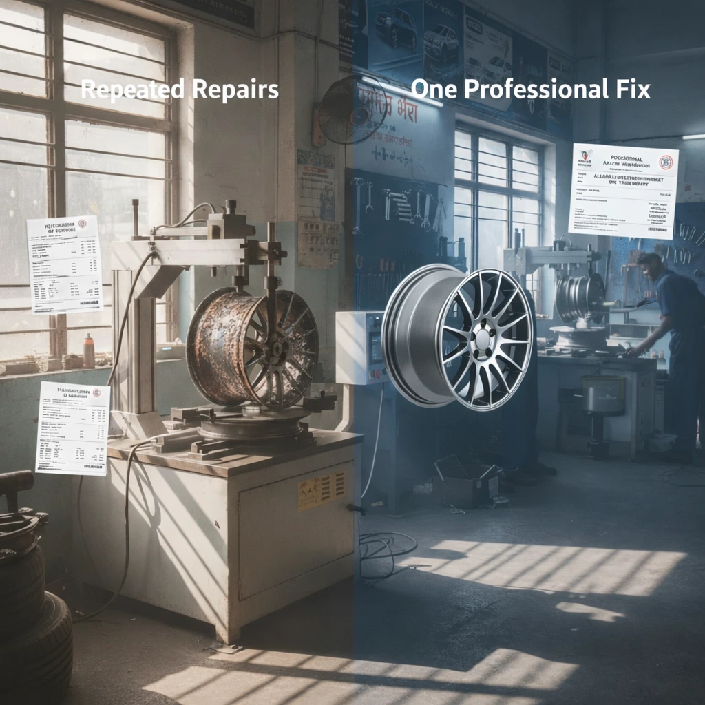 cheap vs certified alloy wheel repair services in Mumbai